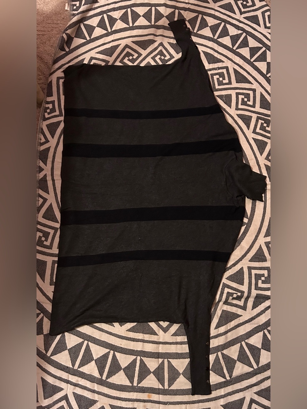 Batwing, Oversize Black & Charcoal Striped Sweater Top with Cowl neck